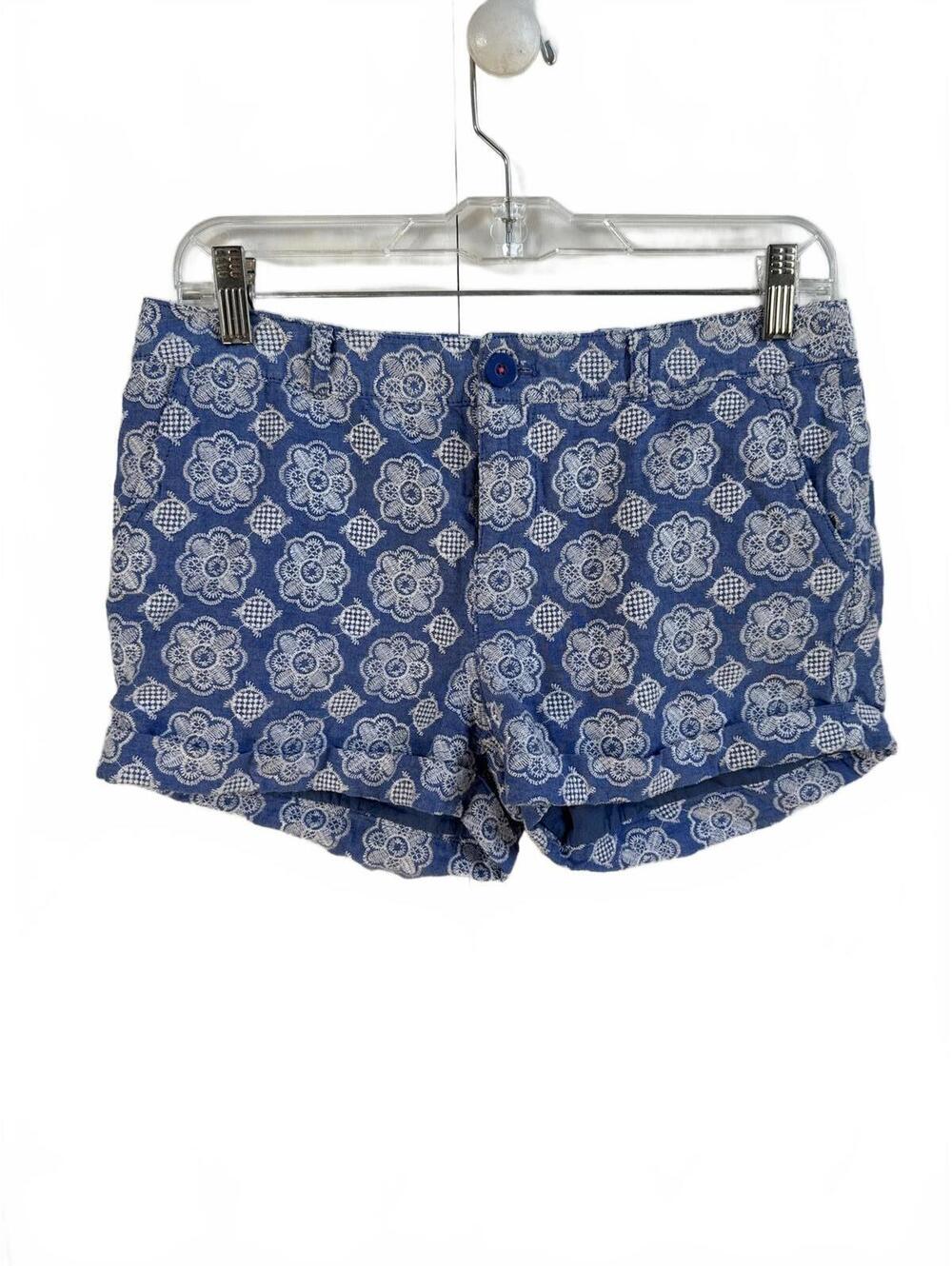 Johnnie b Women's Size 28 Blue & White Floral Embroidered Shorts 2 Inch Inseam
